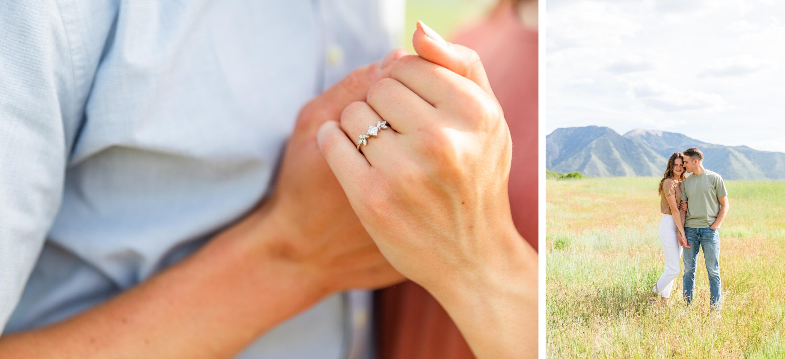 engagement photos in a field 