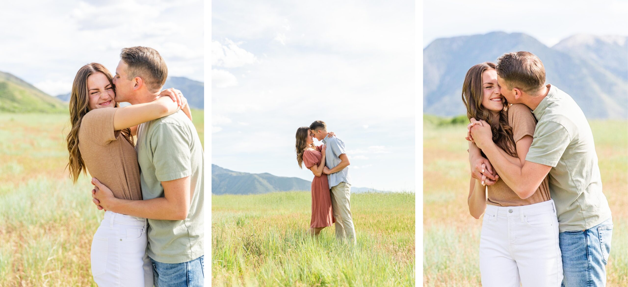 engagement photos in a field 