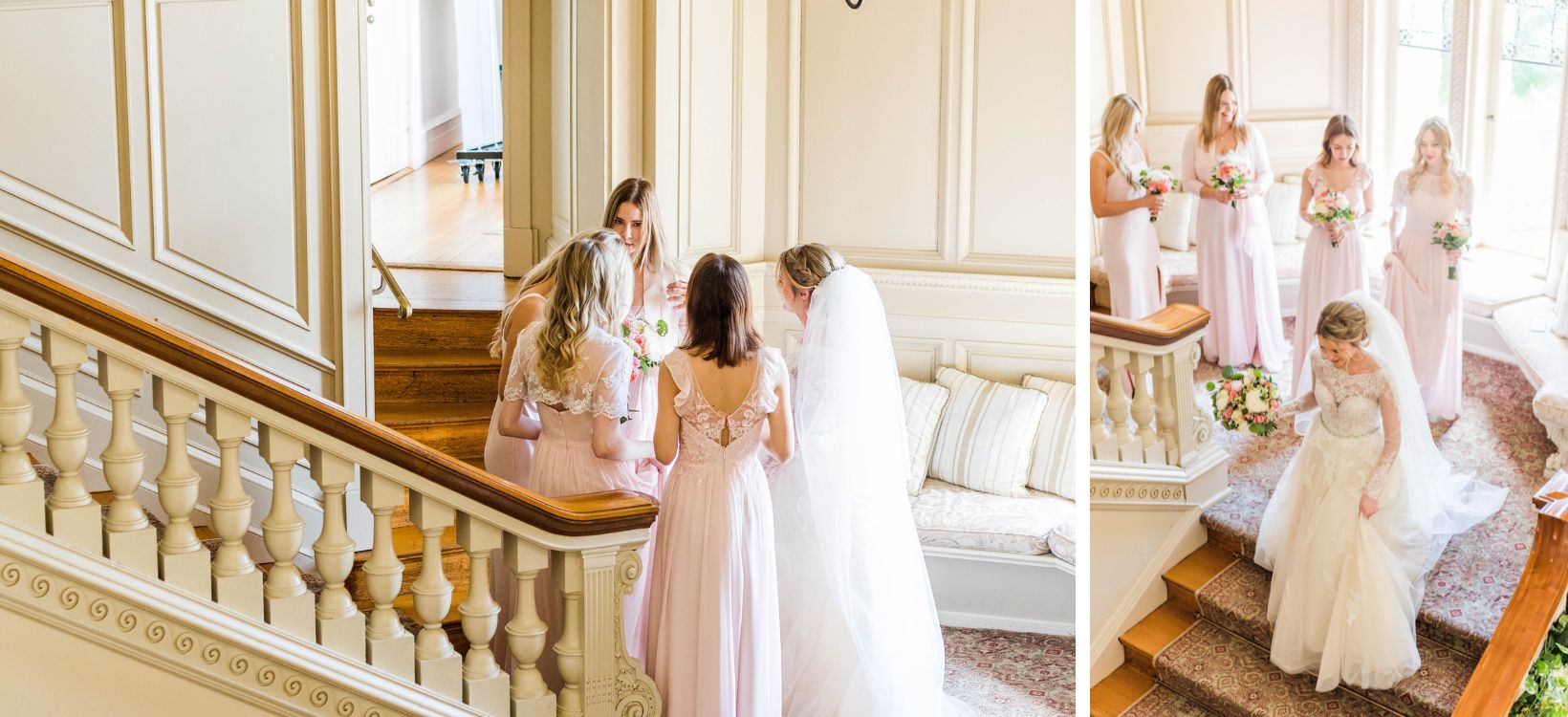 bride and bridesmaids getting ready at the cairnwood estate
