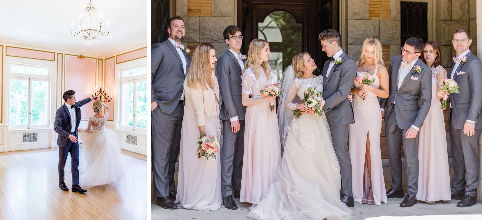 bridal party portraits at the cairnwood estate
