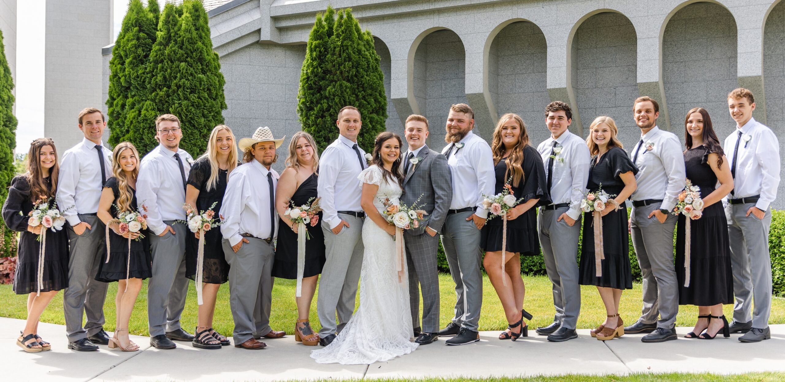 black and white bridal party dress colors