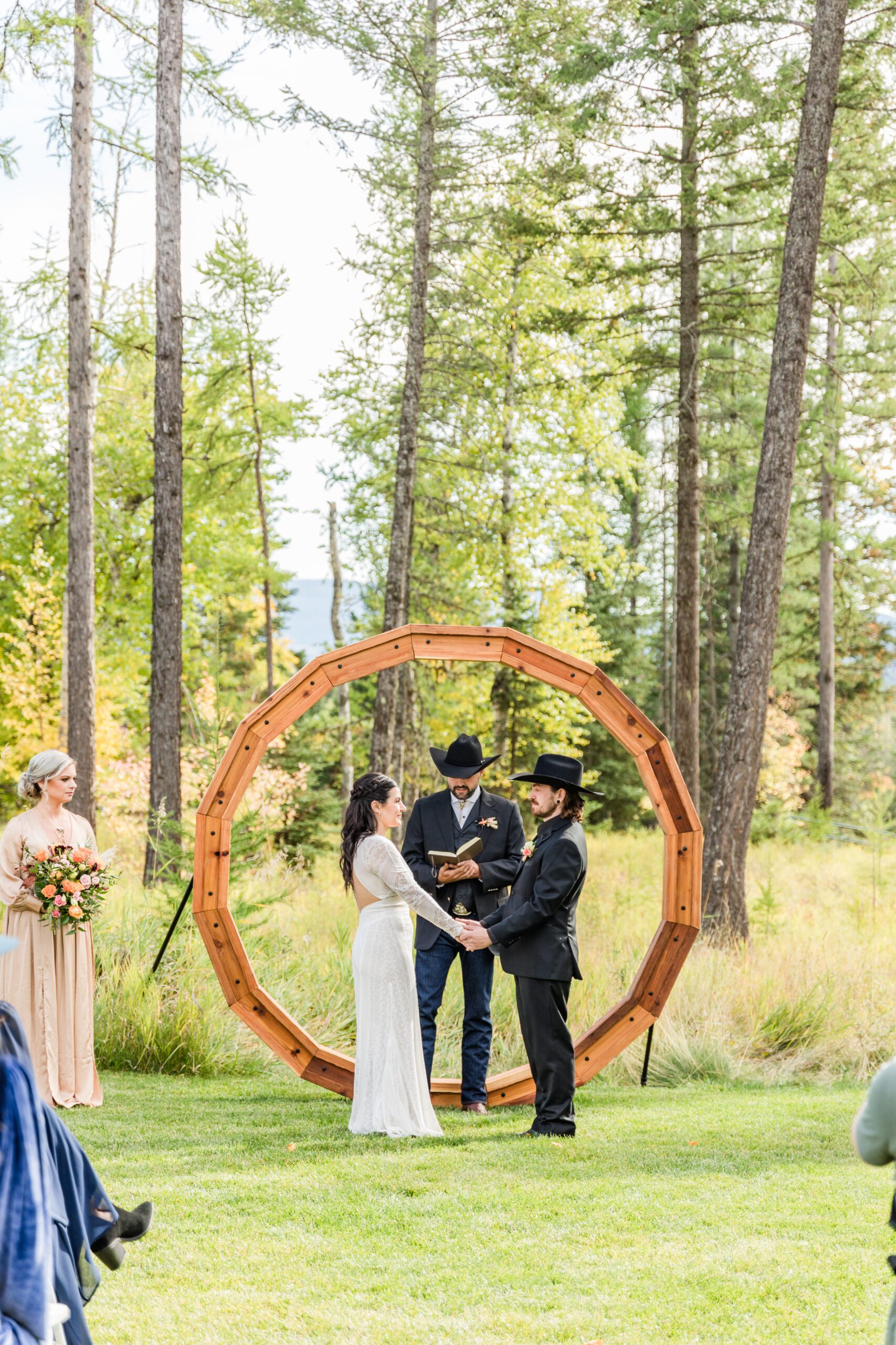 outdoor wedding ceremony jewel basin montana